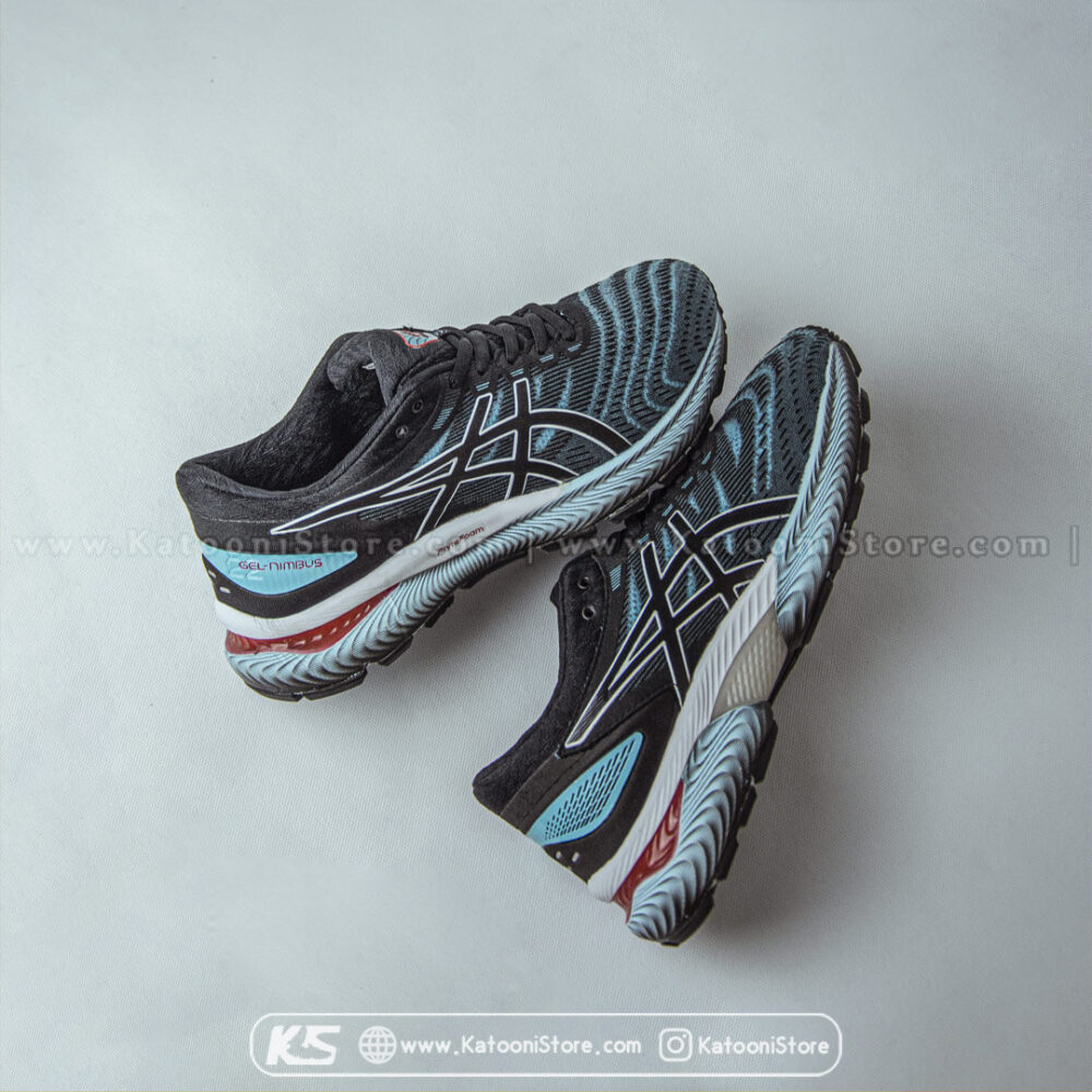 کفش اسپرت و کتونی اسیکس ژل نیمباس ۲۲ ( مشکی آبی ) - Asics GEL Nimbus 22 ( Black Blue )