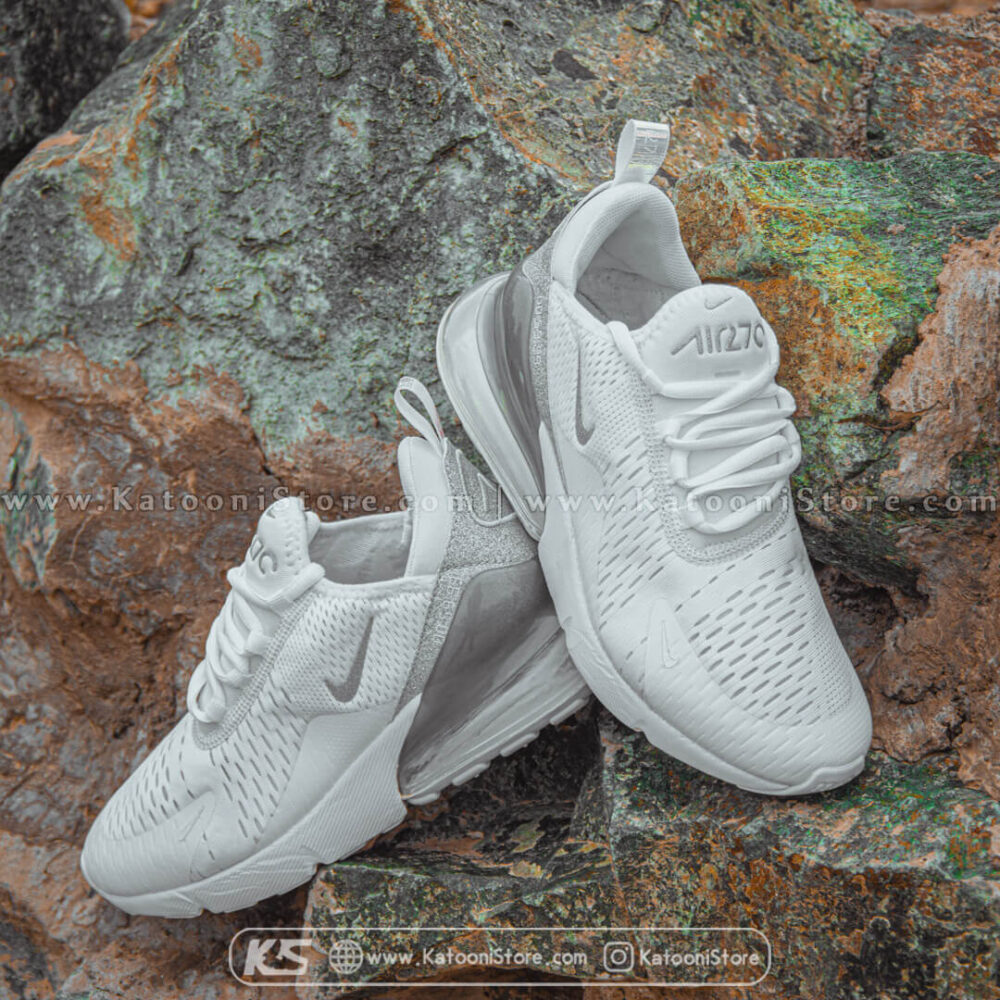 کفش اسپرت و کتونی نایک ایرمکس ۲۷۰ فلاینیت ( سفید نقره ای )- Nike Air Max 270 Flyknit ( White Silver )