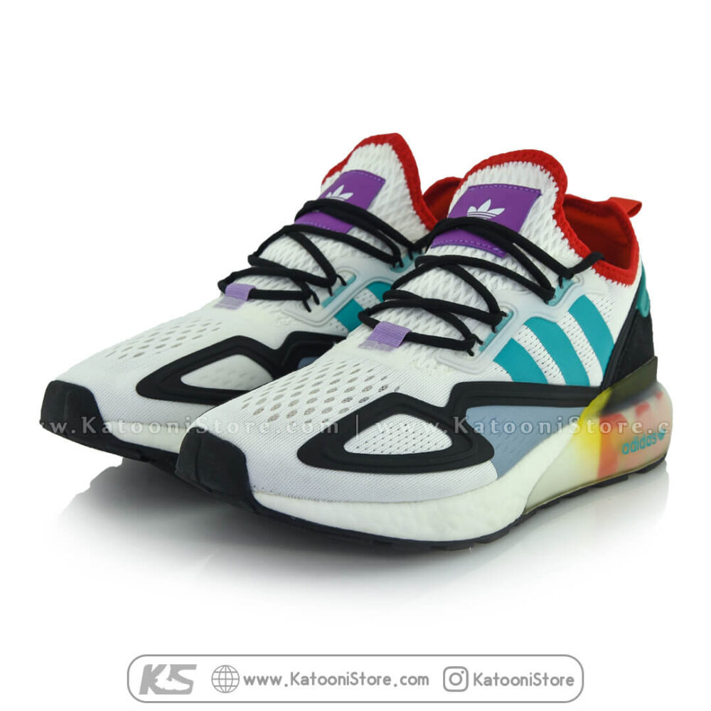 کفش اسپرت و کتونی آدیداس زد ایکس ( سفید فیروزه ای ) - Adidas ZX 2K Boost ( White Teal Red )