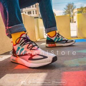 کفش اسپرت و کتونی آدیداس زد ایکس ( سفید فیروزه ای ) - Adidas ZX 2K Boost ( White Teal Red )