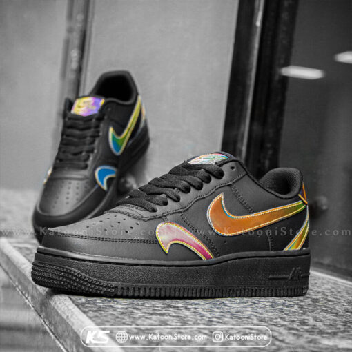 کفش اسپرت و کتونی نایک ایر فورس ۱ ( مشکی شبرنگ ) - Nike Air Force 1 '07 LV08 (Black Rainbow)