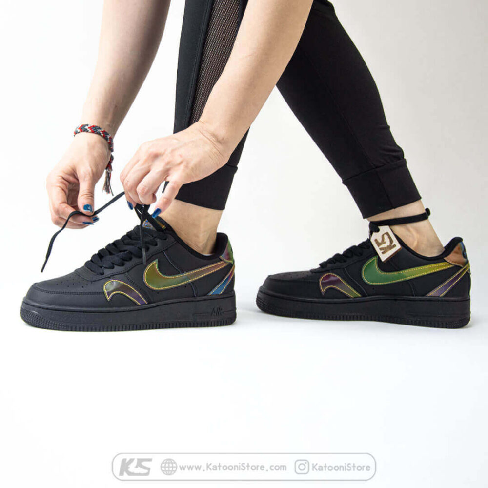 کفش اسپرت و کتونی نایک ایر فورس ۱ ( مشکی شبرنگ ) - Nike Air Force 1 '07 LV08 (Black Rainbow)