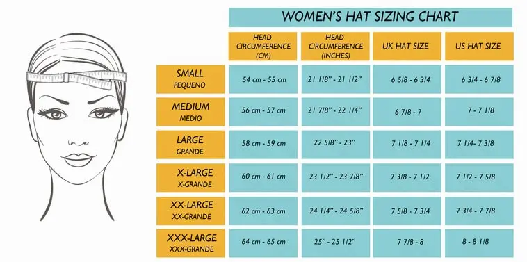 راهنمای سایز کلاه زنانه
