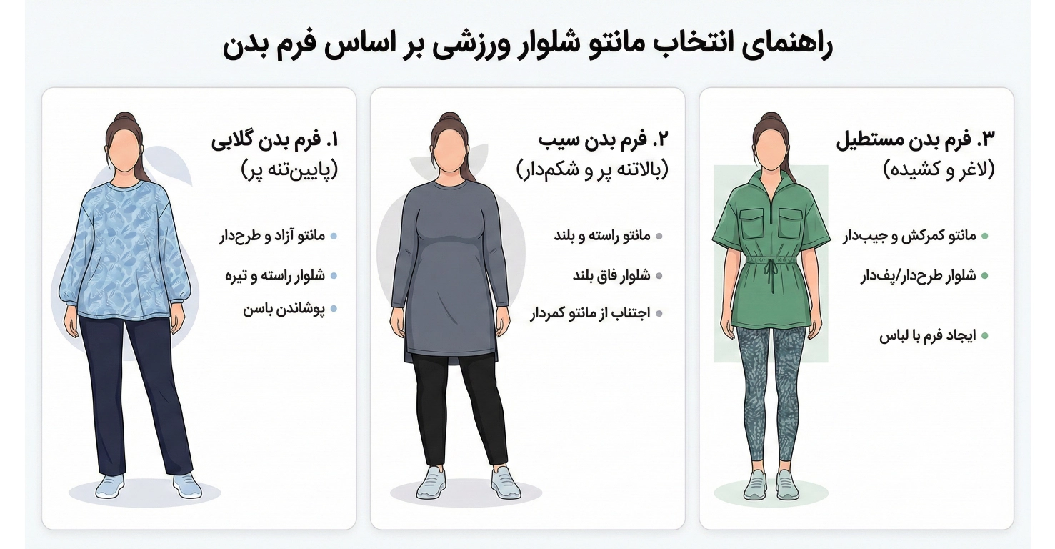 راز خوش‌تیپی: کدام مانتو شلوار برای فرم بدن من مناسب است؟