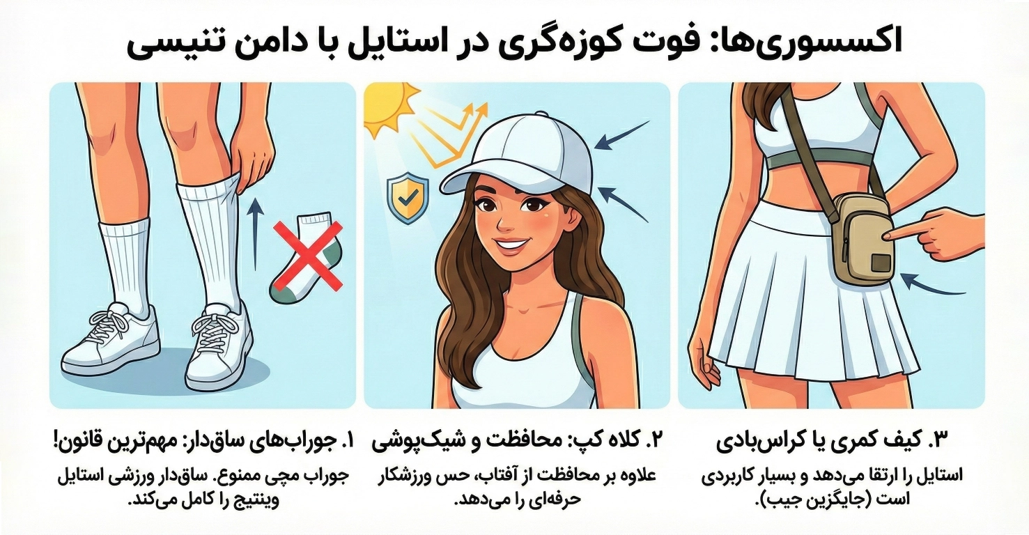 اکسسوری‌ها؛ فوت کوزه‌گری در استایل با دامن تنیسی