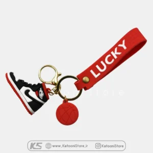 جاکلیدی سه بعدی مینی کتونی نایک (NMS3K) نایک مشکی قرمز سفید Lucky