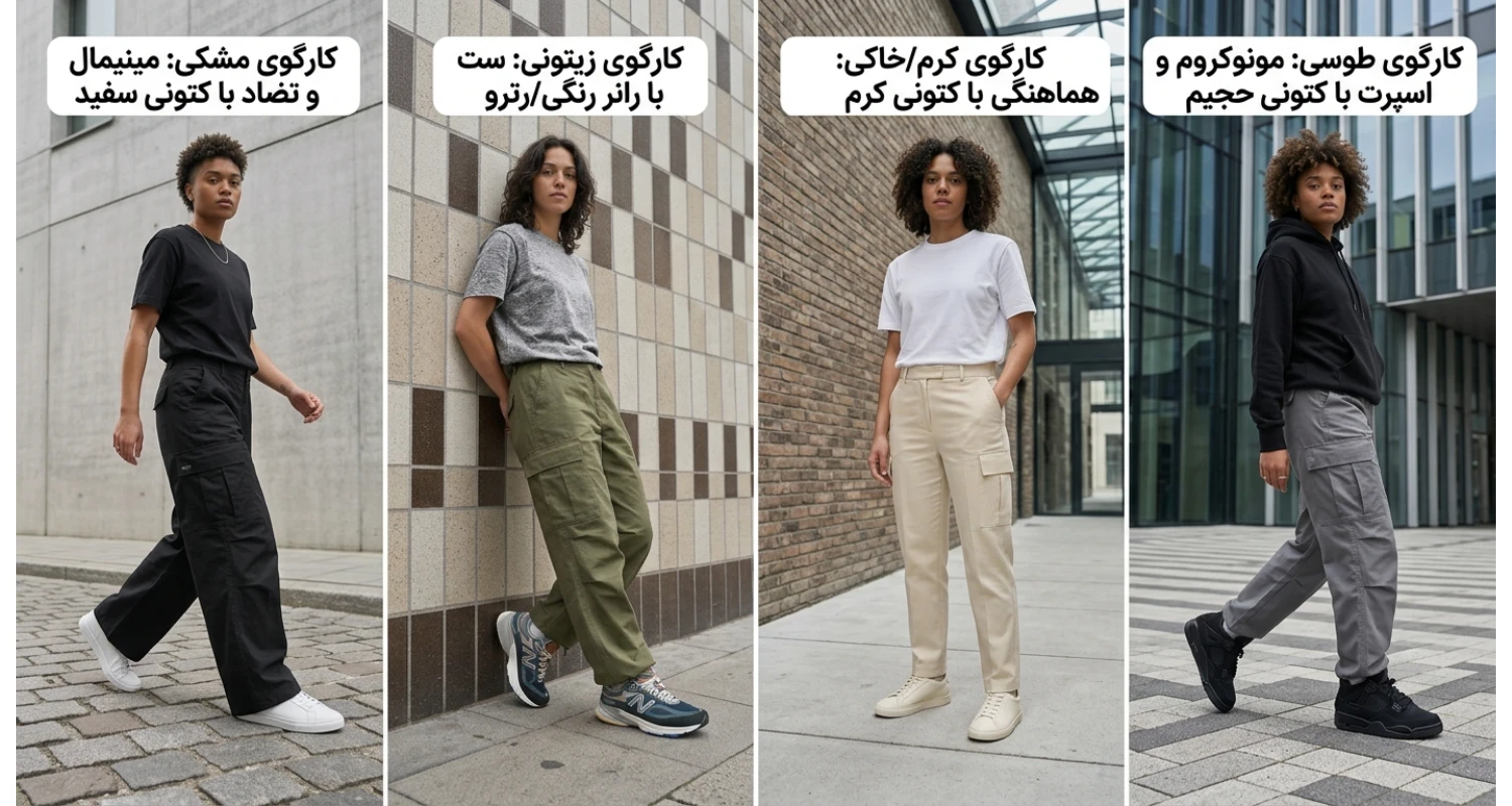 کتونی با انواع شلوار کارگو